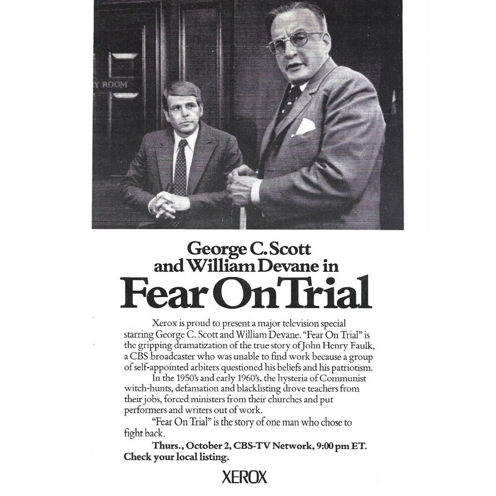 Fear on Trial George C Scott William Devane Television Advert 1970s Vintage Prin